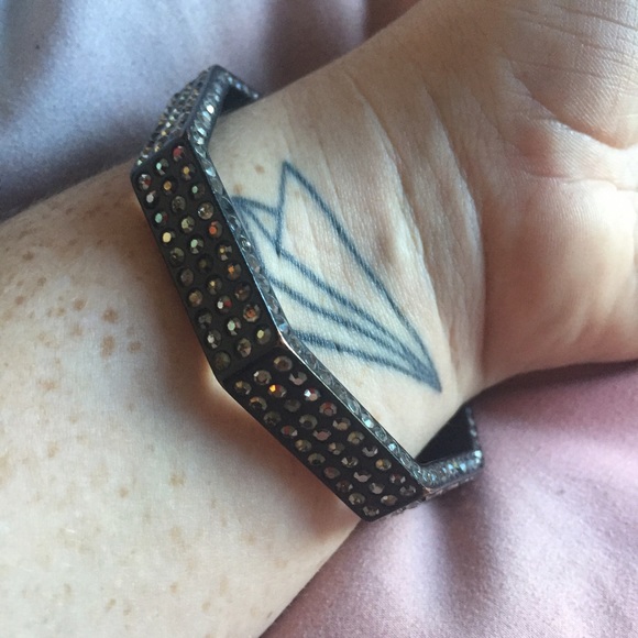 Geometric Bracelet Octagon Rhinestones Black