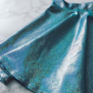 Mint Green Holographic Skater Skirt