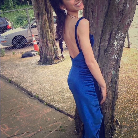 ✨Custom made shimmery midnight blue prom gown XS/S