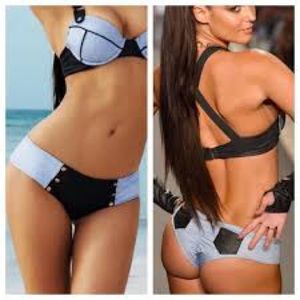 Beach Bunny cheeky denim bikini bottoms