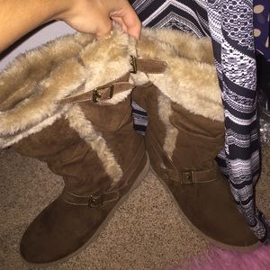 Brown & Tan Furry Boots