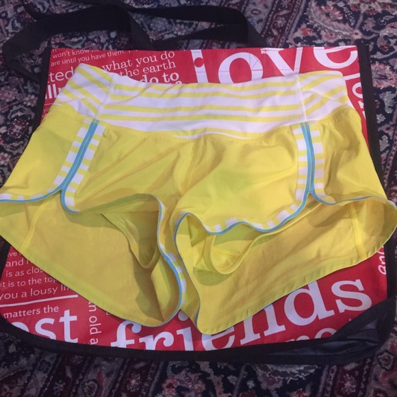 Authentic Lululemon Yellow Turbo Shorts Size 2