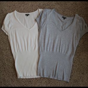 Express Short Sleeve V-Neck Sweater, 2 Item Bundle