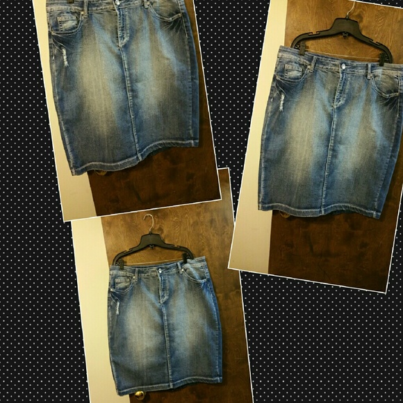 Ashley Stewart Jean Pencil Skirt NWOT