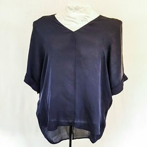 Vince Silk Dolman Sleeve Navy Tunic Top