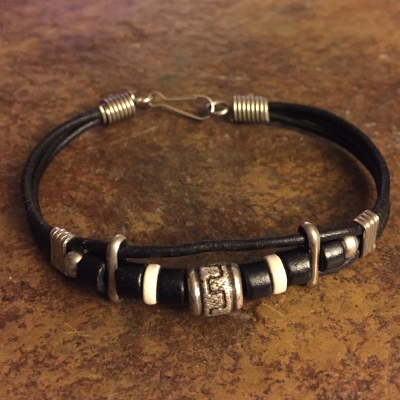Jewelry - Silver black cord bracelet from Greece