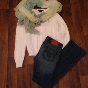 NWOT White Ralph Lauren Cable Knit Swater large