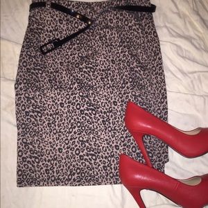 Leopard Print Pencil Skirt