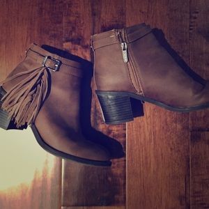 Brown Fringed Booties