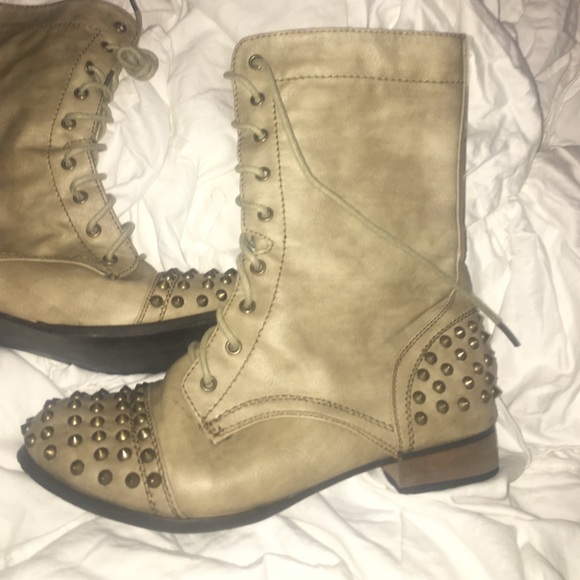tan studded Steve Madden combat boots