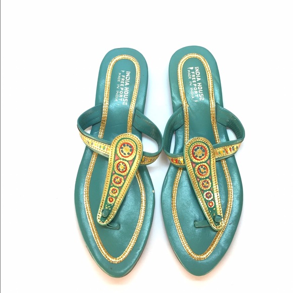 Shoes Vintage Authentic Indian Teal Leather Sandals 6 Poshmark