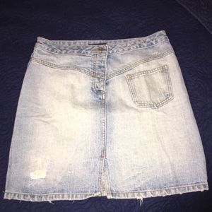 J Crew distressed denim skirt