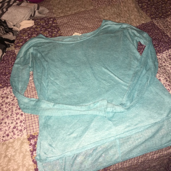 Aqua colored transparent long sleeve