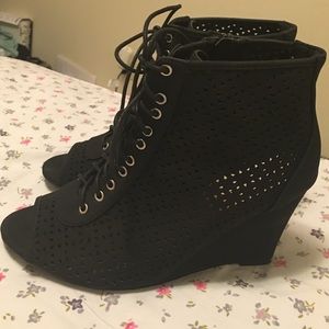 Torrid Black cut out stud wedge bootie