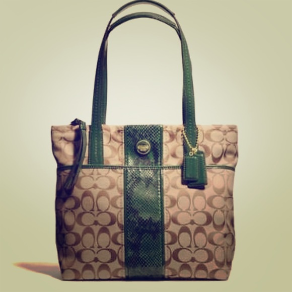 Coach Signature Python Green Tote