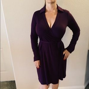 Purple wrap dress