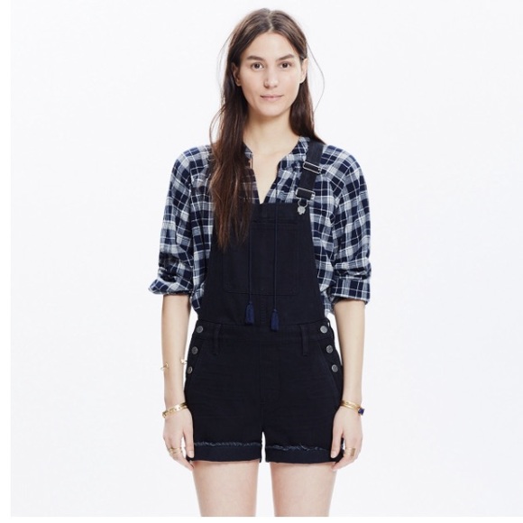 Madewell Adirondack black short overalls