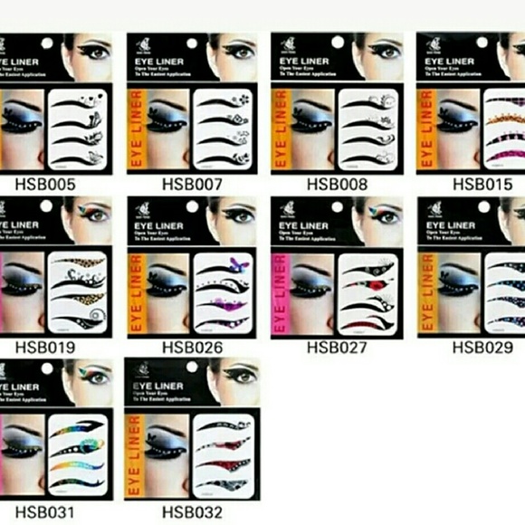 5 pks-random designd of temporary eyeliner tattoos