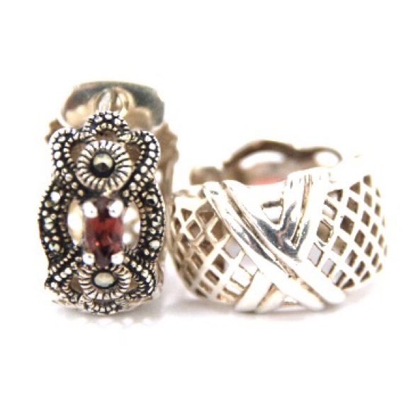 Authentic Ruby Sterling Silver Oxidized Earrings - Picture 3 of 3