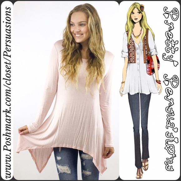 LAST ONE‼️ Pink Shark Bite Long Sleeve Tunic Top - Picture 4 of 4