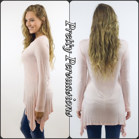 LAST ONE‼️ Pink Shark Bite Long Sleeve Tunic Top - Picture 2 of 4
