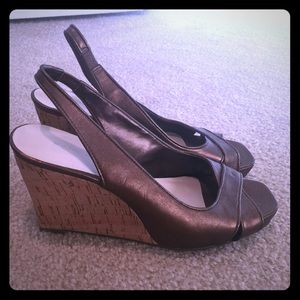 Bronze wedge sandals