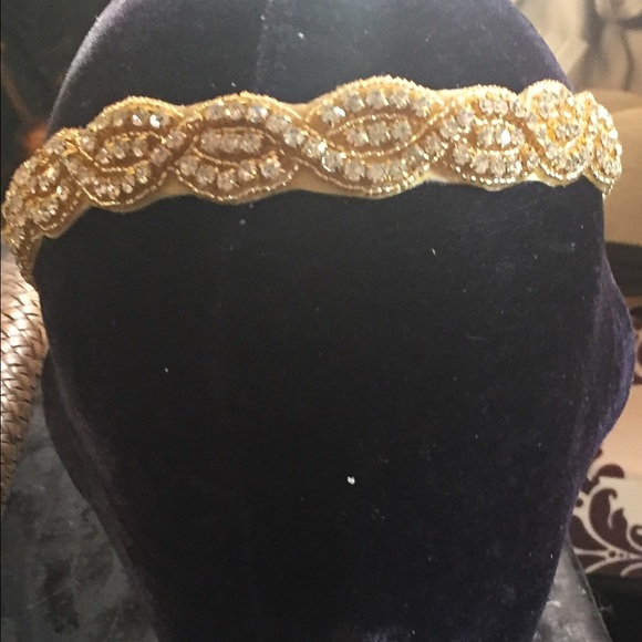 Rhinestone hand beaded headband custom made