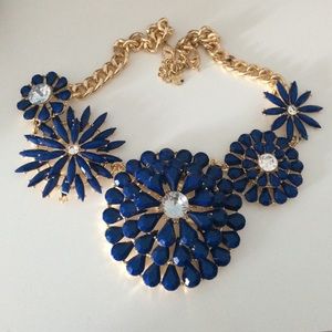 blue flower statement necklace