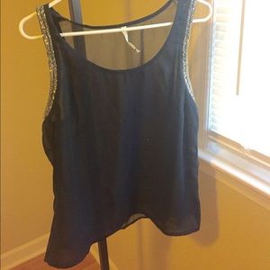 Willow & Clay dark blue blouse