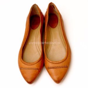 Frye Leather Ballet Flats with Seam Detailing, Tan