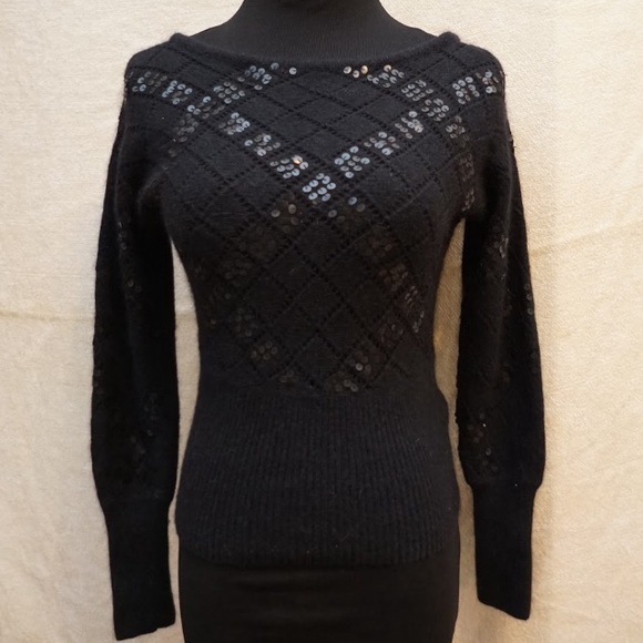 Bebe sweater, black with black sequins,