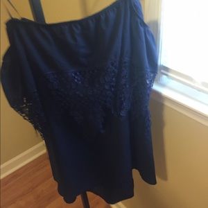 Dark blue off the shoulder dress