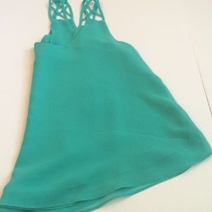 💟Turquoise Criss cross strap chiffon tank