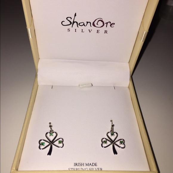 Sterling silver shamrock earrings