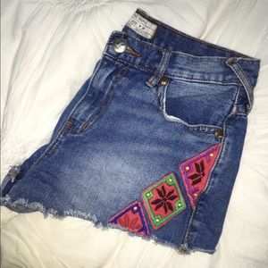 FP Mid-rise Jean shorts with embellishments