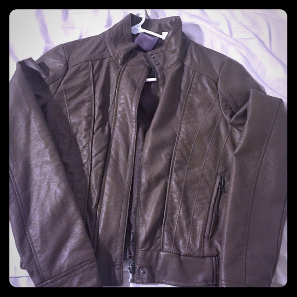 Francesca's taupe leather jacket