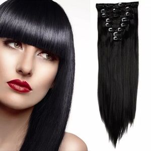 26L 8pc clipin natural black synthetic extensions