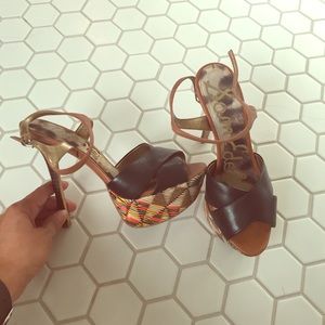 Platform heels - with pattern detail! Almost new