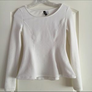 White peplum fitted top