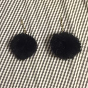 Black Pom Pom earrings super fuzzy