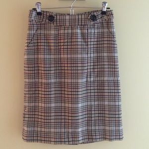 Beige plaid pencil skirt