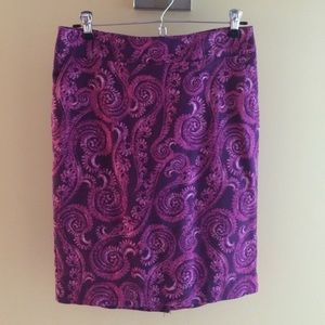 Purple paisley pencil skirt