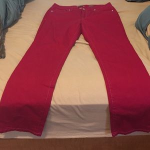 Hot pink straight leg jeans