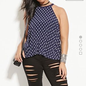 Forever 21 Plus Geo Print Top EUC
