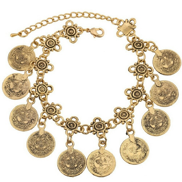 Jewelry | Boho coin anklet AND bracelet gold - Picture 2 of 3