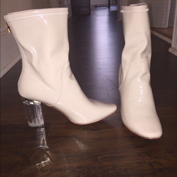 Nude Patent Leather Perspex Boots