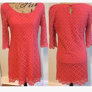 Pink Lace Shift Dress