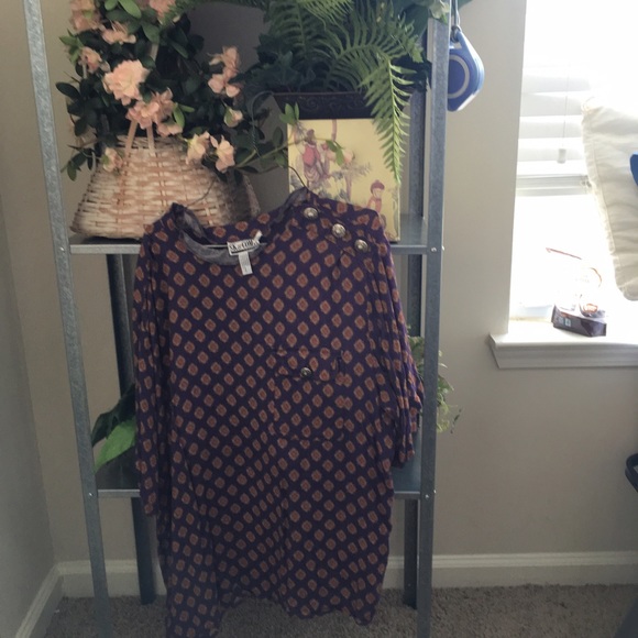 VINTAGE PURPLE SIDE Button tunic - Picture 1 of 1