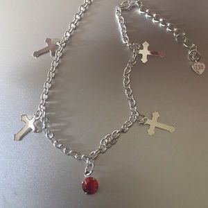 STERLING CROSS ANKLET (Red) .925 Stamp🌹NWT