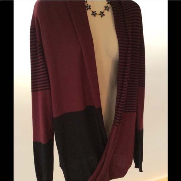 Max Studio faux wrap striped sweater